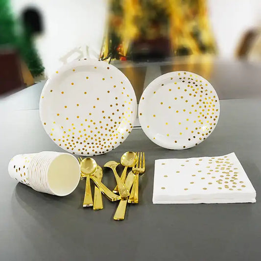 White Gold Dots Paper