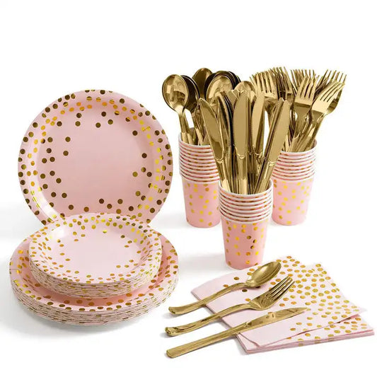 Pink Gold Dots Paper