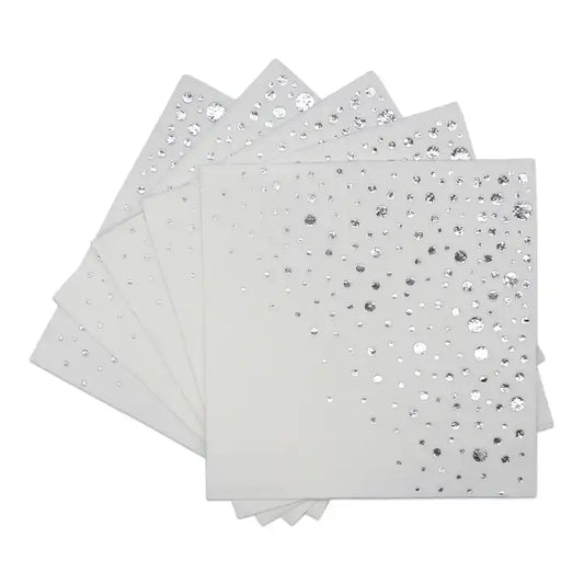 White Silver Dots Paper